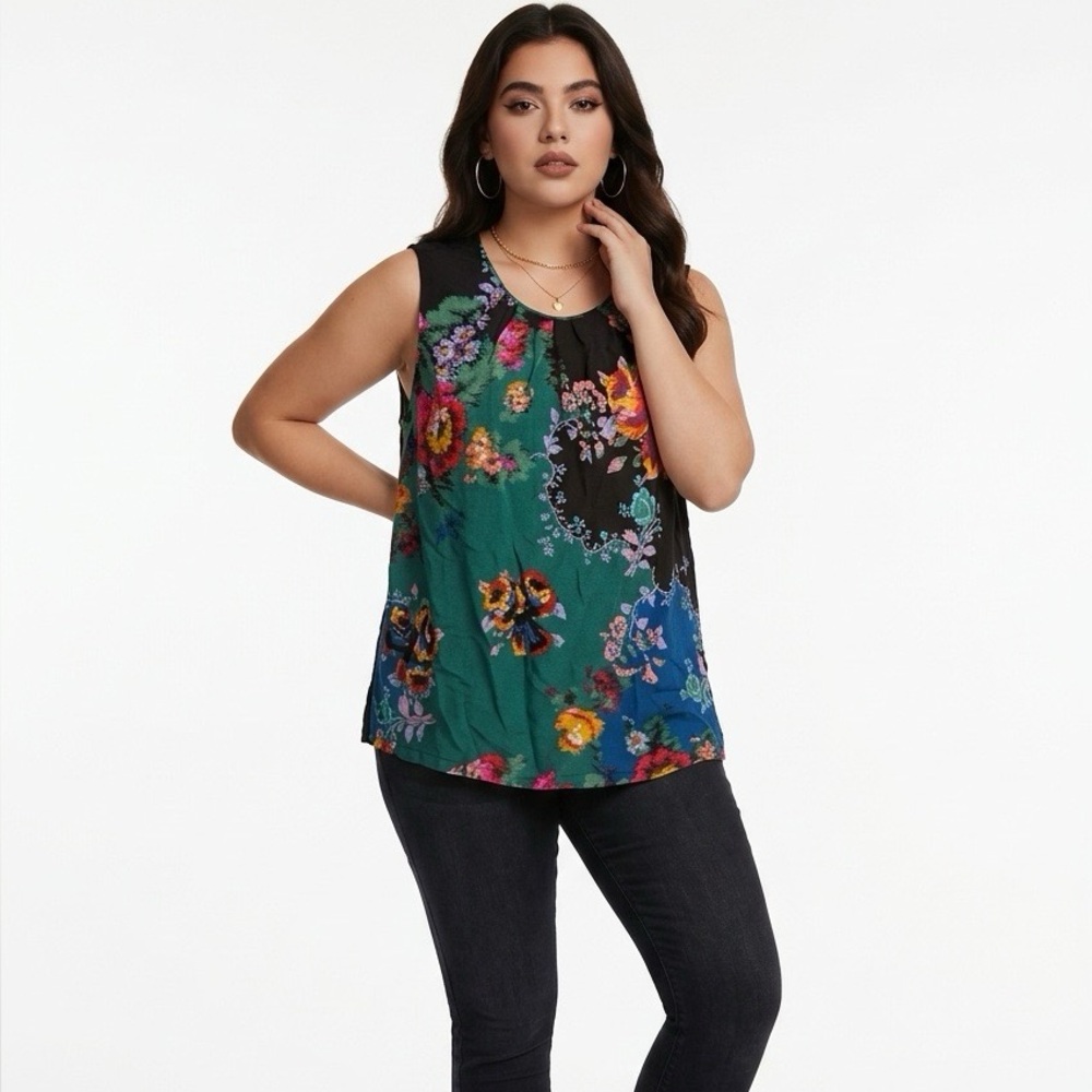 Anthropologie Floral Sleeveless Blouse